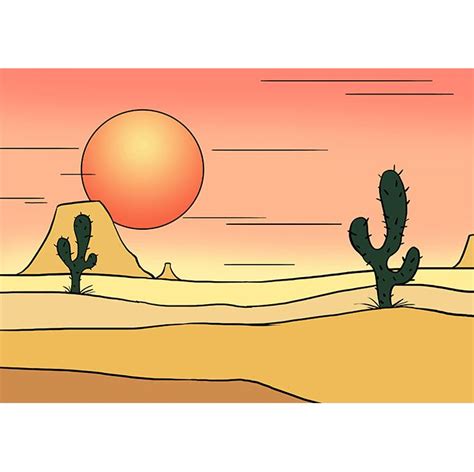 how to draw a desert